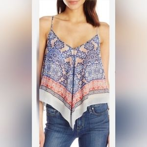 BCBGMaxAzria Kassidee high-low blue/Red, Flowy Sleeveless Spaghetti Blouse S: XS
